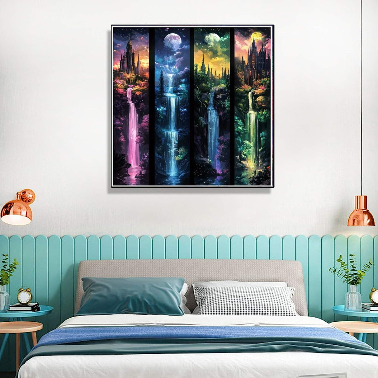 SOTYIOO Diamond Art Kits for Adults. Diamond Painting kit for Adults Waterfalls Full Drill Round Gem Art 5D Diamond Dots Suitable Home Wall Decor 14x14inch SOTYIOO