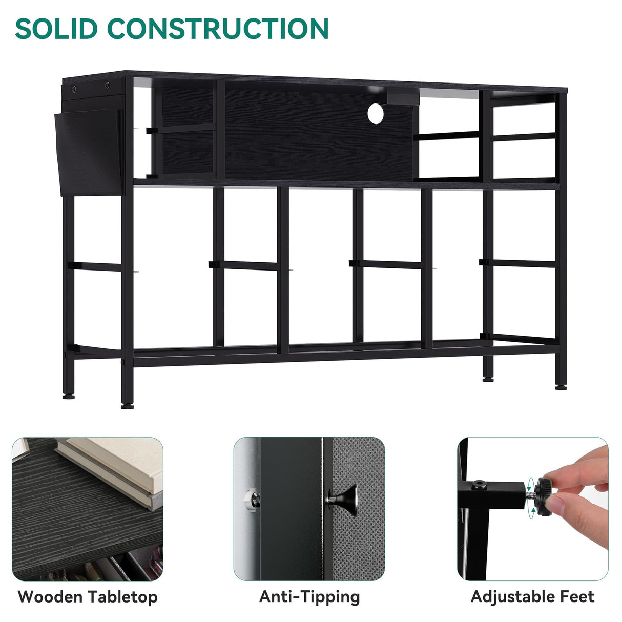 YITAHOME TV Stand with Charging Station, Dresser TV Stand for 55'', 10 Drawer Dresser for Room, Media TV Console Table with Side Pockets & Hooks, Storage Fabric Drawer Unit for Room YITAHOME