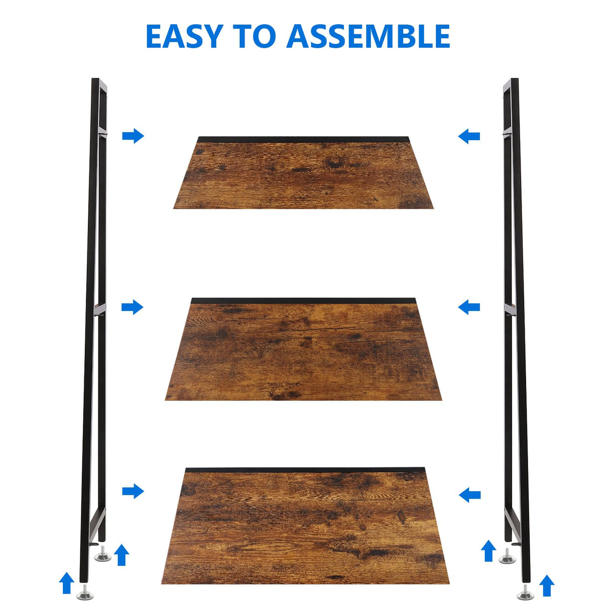 Eastern Tree Fish Tank Stand for 10-20 Gallon Aquarium, Aquarium Stand with Wooden Shelf for Storage, 3-Tiers Metal Tank Stand Fit Reptile Tank, Turtle Tank, Planting Tank, Display at Home or Office Eastern Tree