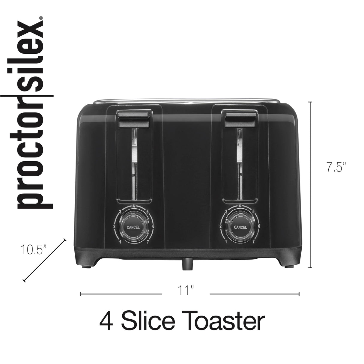 Proctor Silex 4 Slice Toaster with Extra Wide Slots for Bagels, Cool-Touch Walls, Shade Selector, Toast Boost, Auto Shut-off and Cancel Button, Black (24215PS) Proctor Silex