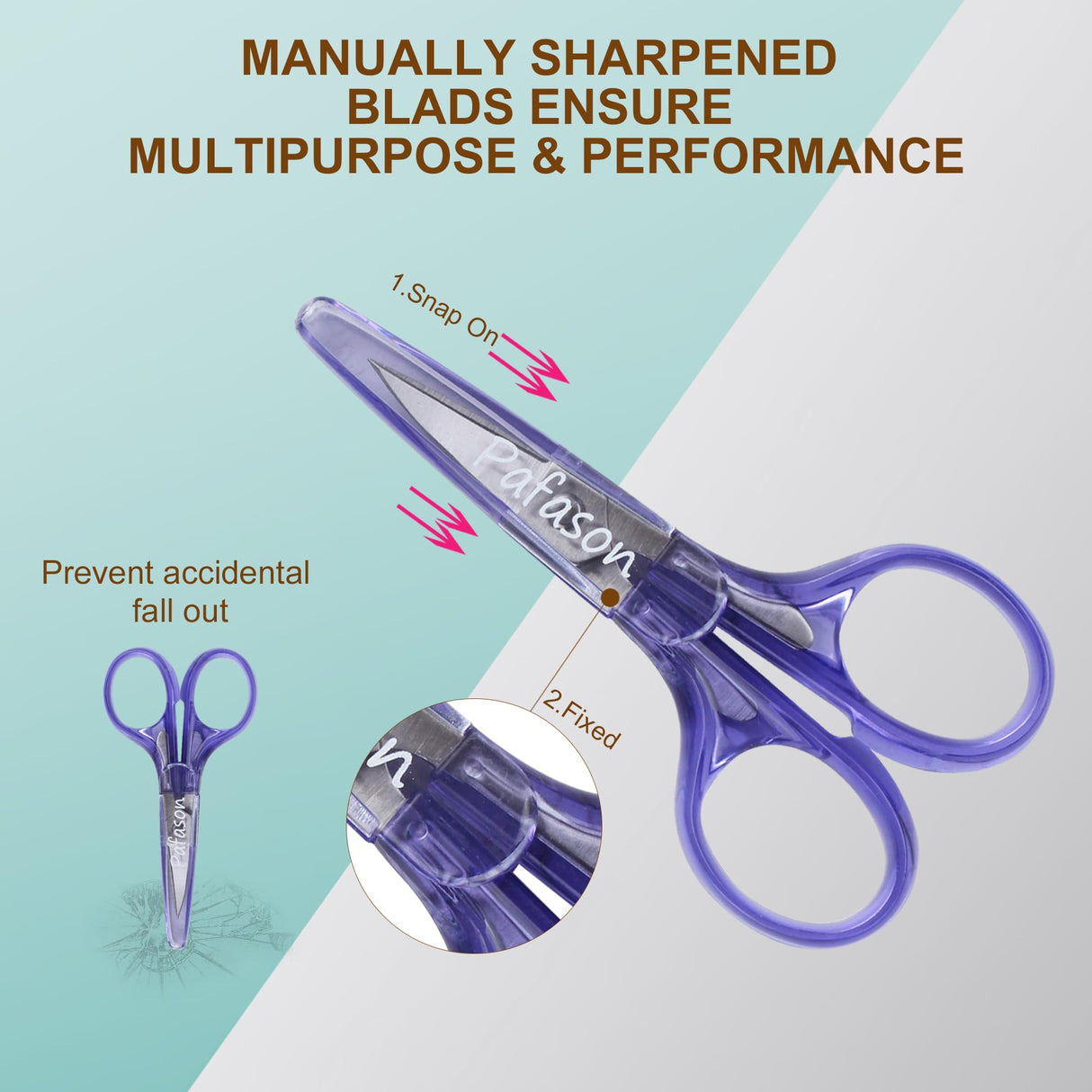 PAFASON Sharpest & Precise Stainless Steel Curved Straight Thread Yarn Fabric Cutting Scissor with Safety Cap & TSA Complied Ideal for Embroidery Quilting Sewing Knitting Crafting Cross Stitch Crochet Pafason