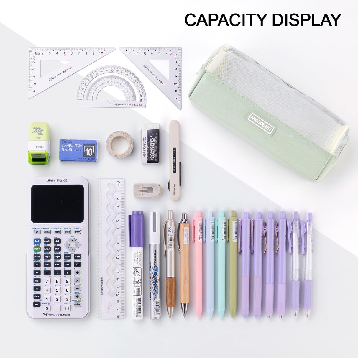 ANGOOBABY Mesh Pencil Bag Clear pencil case Zipper Pouch Bags Multifunctional Pencil Holder for Students, Small Makeup Bag Suitable for Teen Girls & Boys(Green) ANGOOBABY