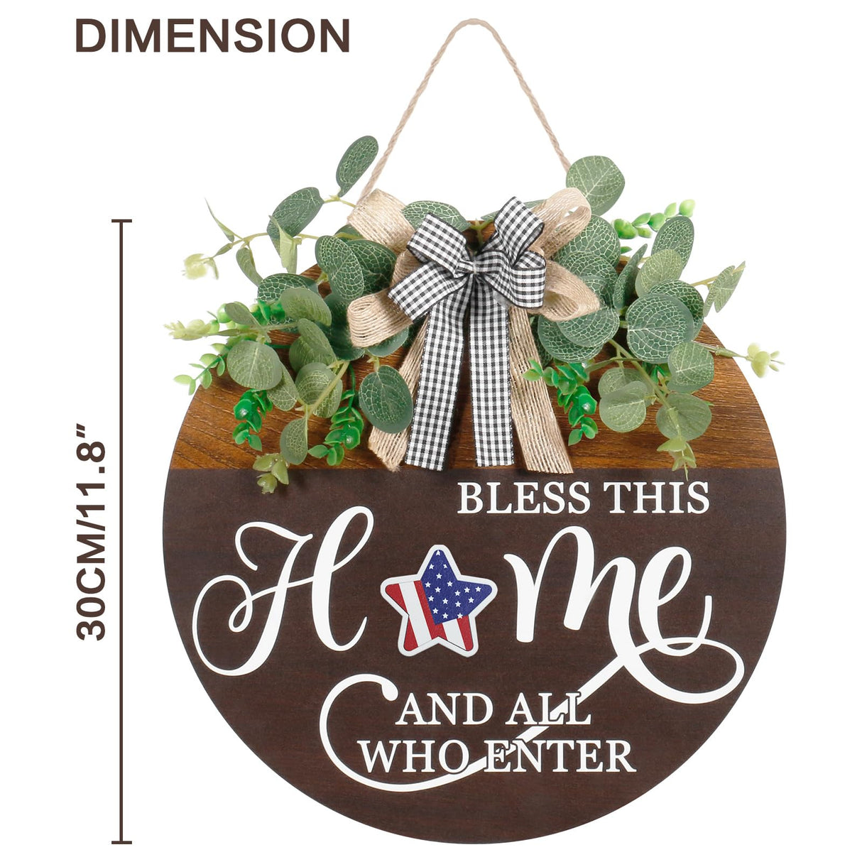 Interchangeable Seasonal Welcome Sign for Front Door, Rustic Round Wood Wreath Wall Hanging Decorations, for Spring Summer Fall Winter All Holiday Halloween Christmas Farmhouse Outdoor Home Decor Super Holiday