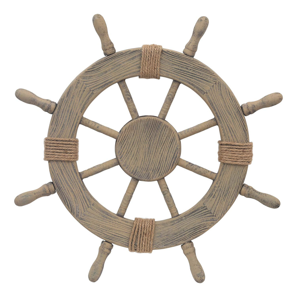 Asense Ornamental Wall Decoration Wooden Nautical Ship Steering Wheel, 24-inch, Brown Asense