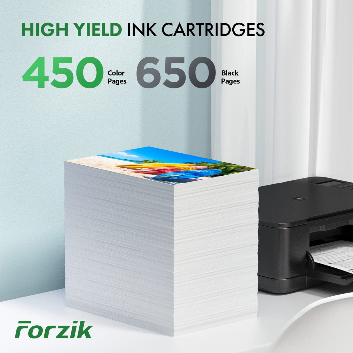 Forzik Remanufactured 63XL Ink Cartridge Replacement for HP Ink 63 63XL Works with OfficeJet 3830 4650 4652 5255 Envy 4520 5540 DeskJet 1110 2130 Printer(1Black,1Color,2 Pack) Forzik