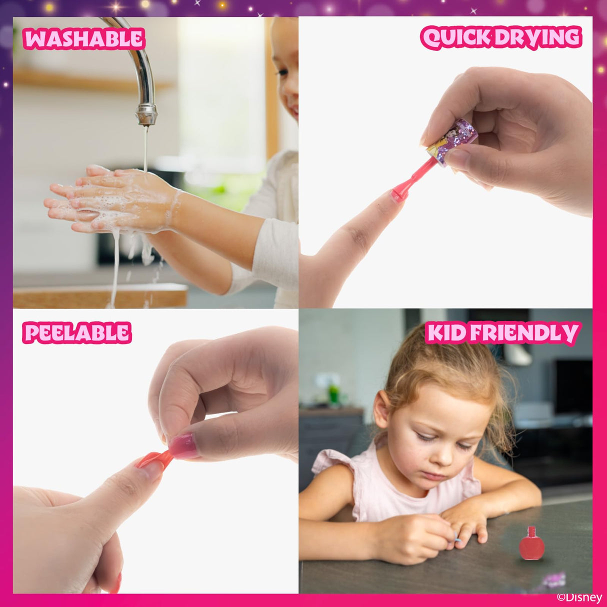 Townley Girl Disney Princess Belle 18 Piece Water-Based Nail Polish Set, Quick Dry and Peels-Off, Nail Paint Set for Girls, Perfect for Parties, Sleepovers and Makeovers, Ages 3 Townley Girl