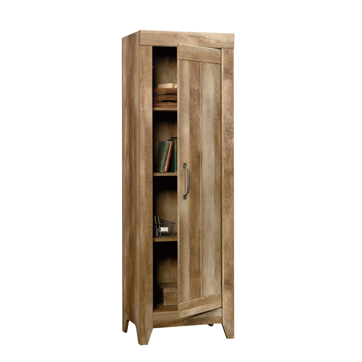 Sauder Adept Narrow Storage Pantry Cabinet, L: 22.60" x W: 16.77" x H: 70.98", Craftsman Oak finish Sauder