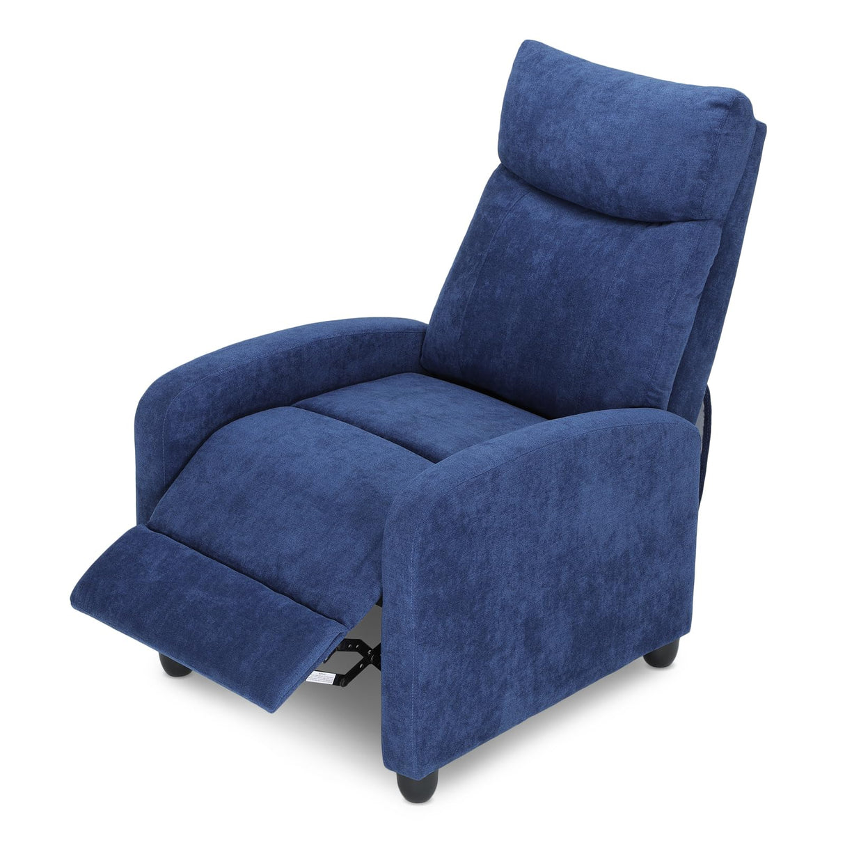 Athena Collection Recliner Chair, Reclining Lounge Chair with Adjustable Backrest and Footrest for Adults, Linen Upholstered Small Recliner Single Sofa for Small Space, Living Room, Bedroom, Blue Athena Collection
