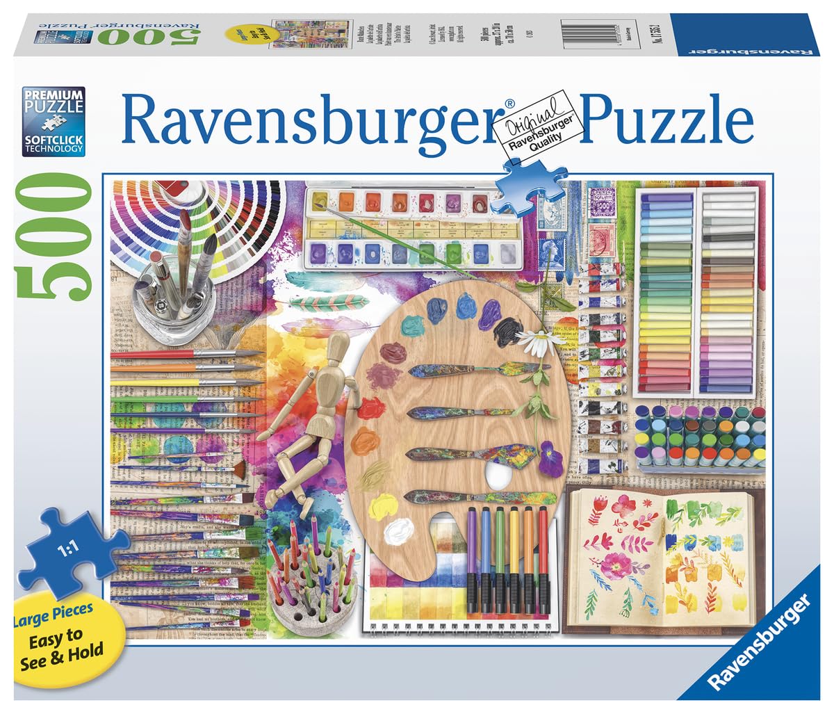 Ravensburger The Artist’s Palette 500-Piece Jigsaw Puzzle | Large Format for Easy Handling | Vibrant and Engaging Imagery | Ideal for Kids and Adults | FSC Certified Ravensburger