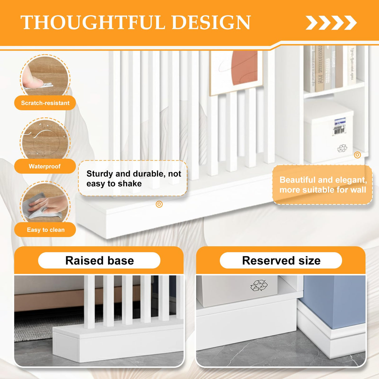 Wall Room Divider, Freestanding Wood Room Divider Shelf with Shelves, Divider Screen Separator Screen with Storage, Wall Divider for Room Separation, for Home Office Decorative(White,39.4IN) UKETO