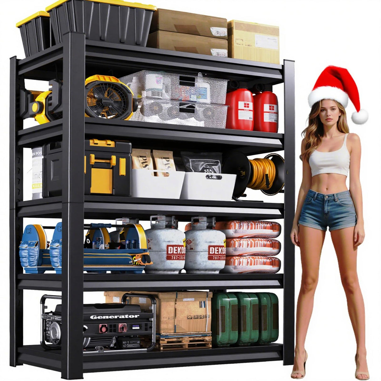 72''H Garage Shelving Heavy Duty 5-Tier Adjustable Storage Shelves Unit,3000 LBS Metal Utility Rack Shelf for Industries, Warehouses, Basement,Black (72''H x 36''W x 16''D) LBVSKK