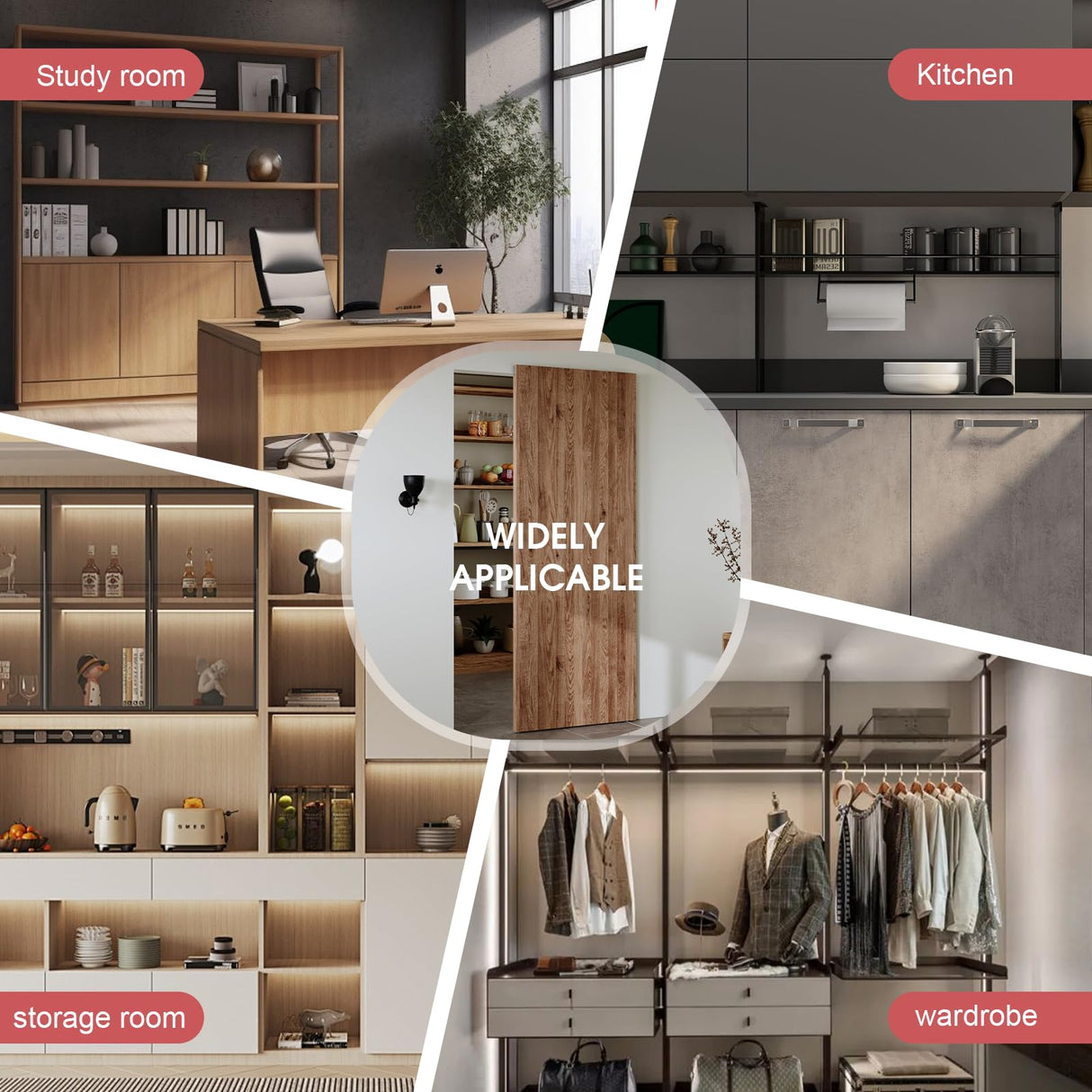 32" Concealed Sliding Barn Door Hardware Kit with Soft Close Mechanism for 24-28in Passage Opening, Hidden Aluminum Track System, Wall Mount for Interior Wooden Door (NO Door) CEAKIAN