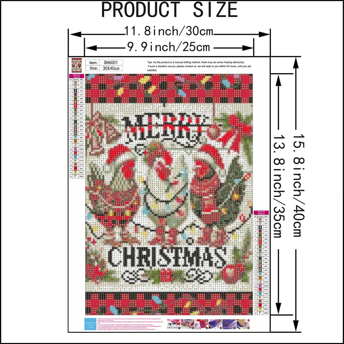 Merry Christmas Diamond Art Kits for Adults Beginners,DIY Diamond Painting Kits for Adults Animals Chicken,5D Full Round Drill Diamond Dots with Painting Gem Art Kits for Home Wall Decor 12x16 Inch SHICERNHJ