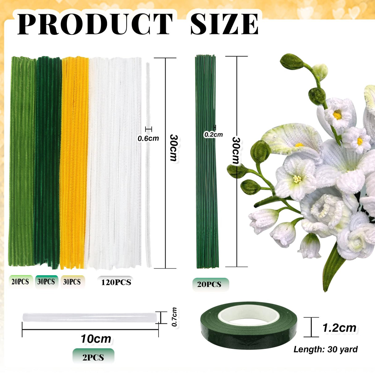 TOAOB 200pcs Pipe Cleaners Craft Supplies DIY Daisy Bouquets Making Kit Mixed Colors Chenille Stems Artificial Flowers Craft Kit for DIY Art and Crafts Party Wedding Home Decorations TOAOB THE ONE AND ONLY BABY
