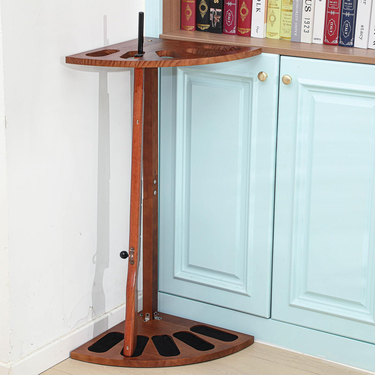 DoubleFill 5 Gun Wood Gun Rack Wood Corner Wall Display Rack Shotgun Rifle Stand Gun Holder Display for Home Garage Office Storage DoubleFill