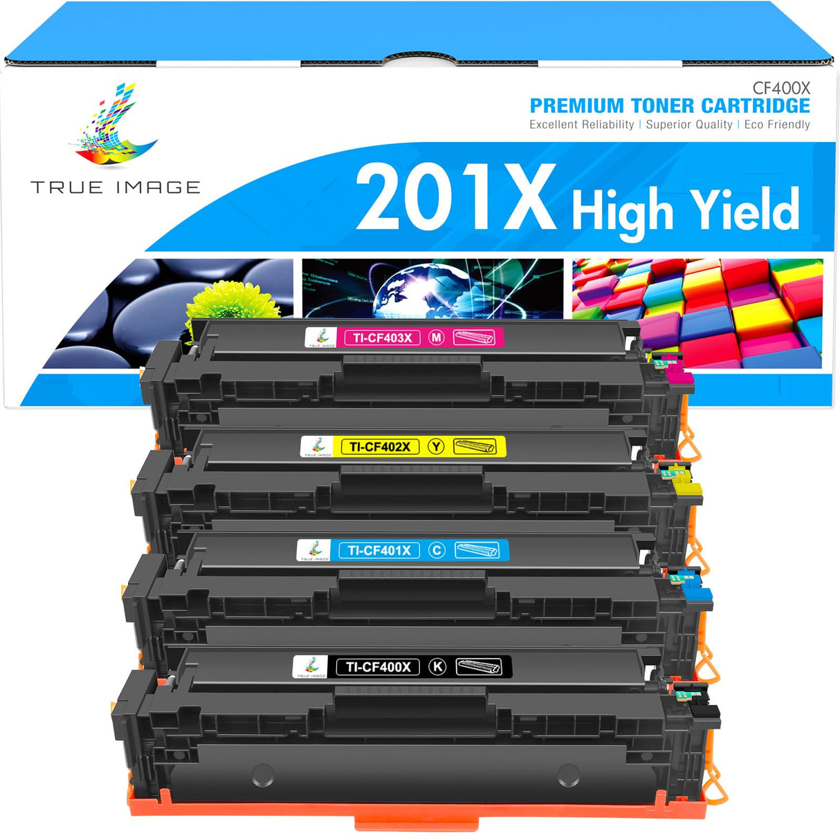 TRUE IMAGE 201X M277dw Toner Cartridge 4 Pack High Yield Compatible for HP 201X 201A M252dw CF400X Color Laserjet Pro MFP M277dw M277c6 CF401X CF402X CF403X Printer Black/Cyan/Yellow/Magenta TRUE IMAGE