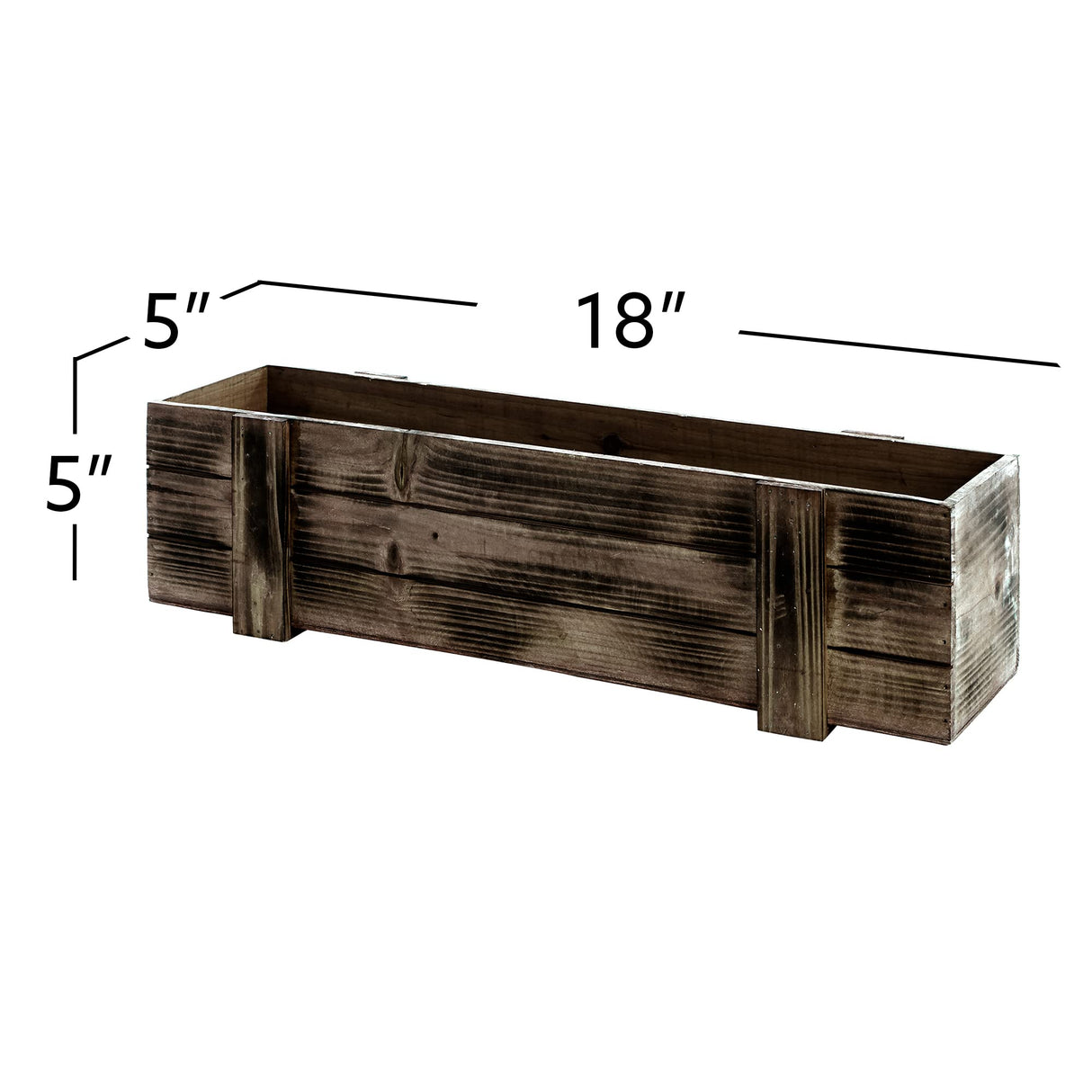 SE SIMPLE ELEMENTS Rectangle Natural Cunninhamia Wood Planter Box with Liner Rustic Farmhouse Planter Box for Flowers and Plants 18" L x 5" W x 5" H - Brown SE SIMPLE ELEMENTS