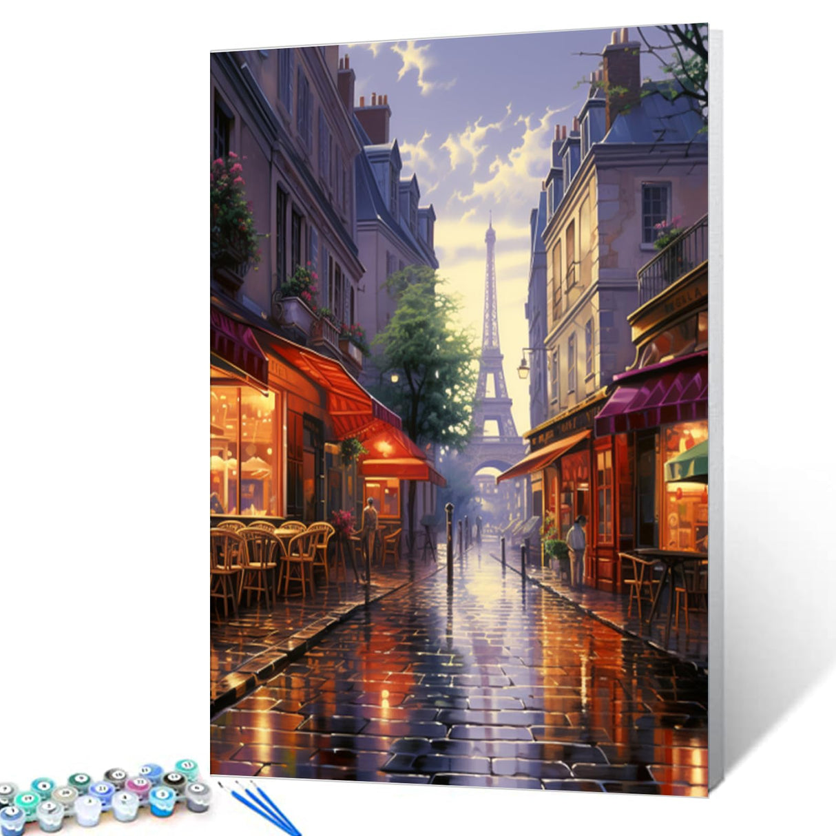 Tucocoo Paint by Number France Street Scenery Street Town Landscape DIY Painting On Canvas with Brushes Acrylic Paints Paint by Numbers for Adults and Kids Students Beginner 16x20 Inch(Without Frame) Tucocoo