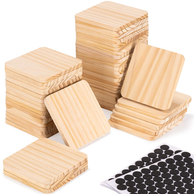 36Pcs Unfinished Wood Coasters-4 in Unfinished Natural Wood Slices for Crafts with Non-Slip for Wedding Decoration/Blank Coasters Wood Kit DIY Architectural Models Drawing Painting Wood Engraving
