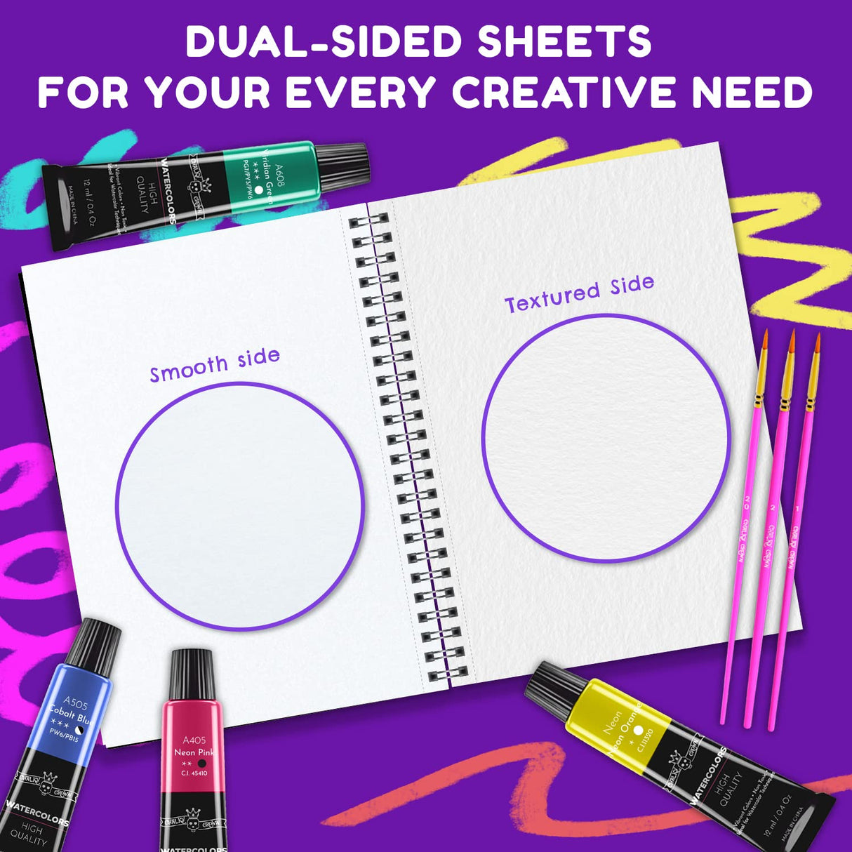 CHALKY CROWN - Watercolor Paper Pad - Water Color Paper Sketch Book - Large Paper for Artists, White - Pack of 2 (64 Sheets) CHALKY CROWN