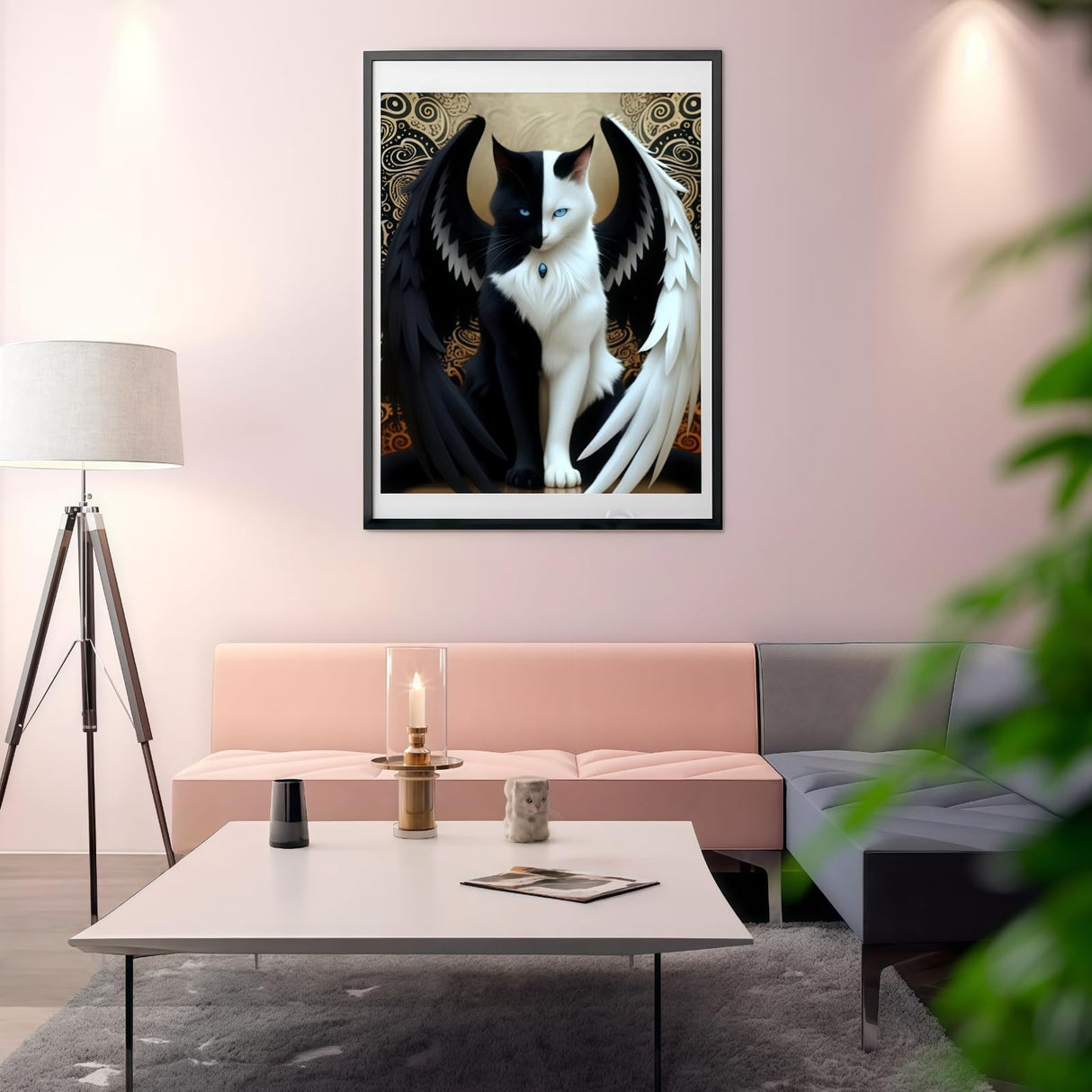 5D Diamond Painting Kits for Adults, Winged Cat Diamond Art Kits for Adults Beginner, DIY Full Drill Diamond Dot Gem Painting for Home Wall Decor 12x16inch BYGFHLYW