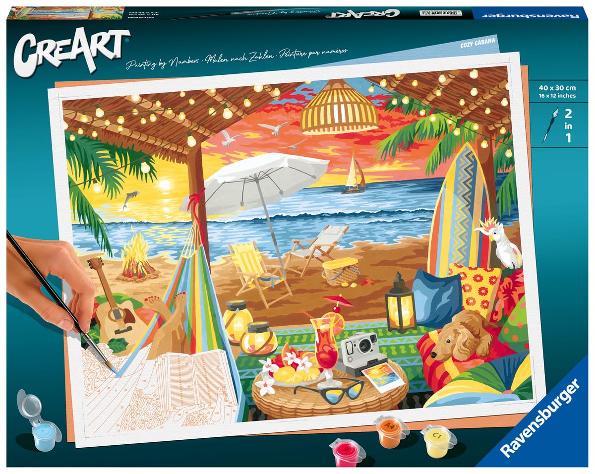 Ravensburger CreArt Cozy Cabana Paint by Numbers Kit for Adults - Painting Arts and Crafts for Ages 14 and Up Ravensburger