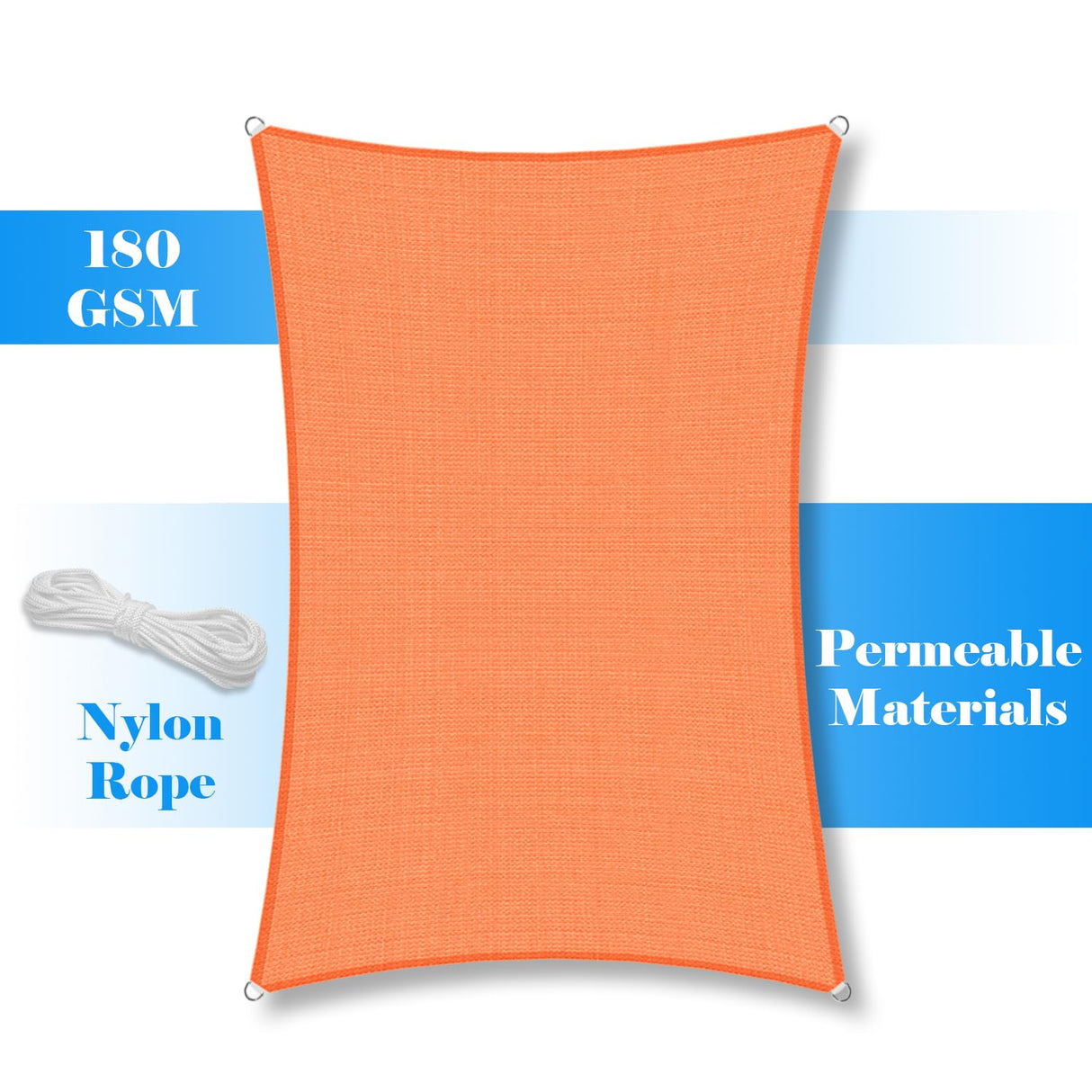 AwnPro Rectangle Shade Sail 16' x 20' Canopy to Block Sunlight for Outdoor Patio Garden Patio Deck Pergola (Orange) AwnPro