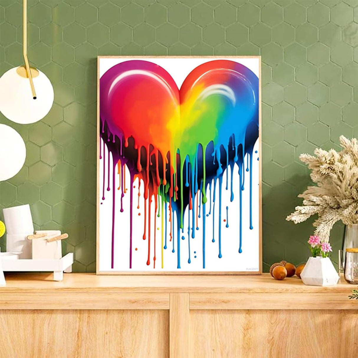 PUAGEMTI Rainbow Heart Diamond Painting Kits for Adults, Rainbow Pride Diamond Painting, Full Drill Crystal Rhinestone Craft Kits Home Wall Decor 12x16 inch PUAGEMTI