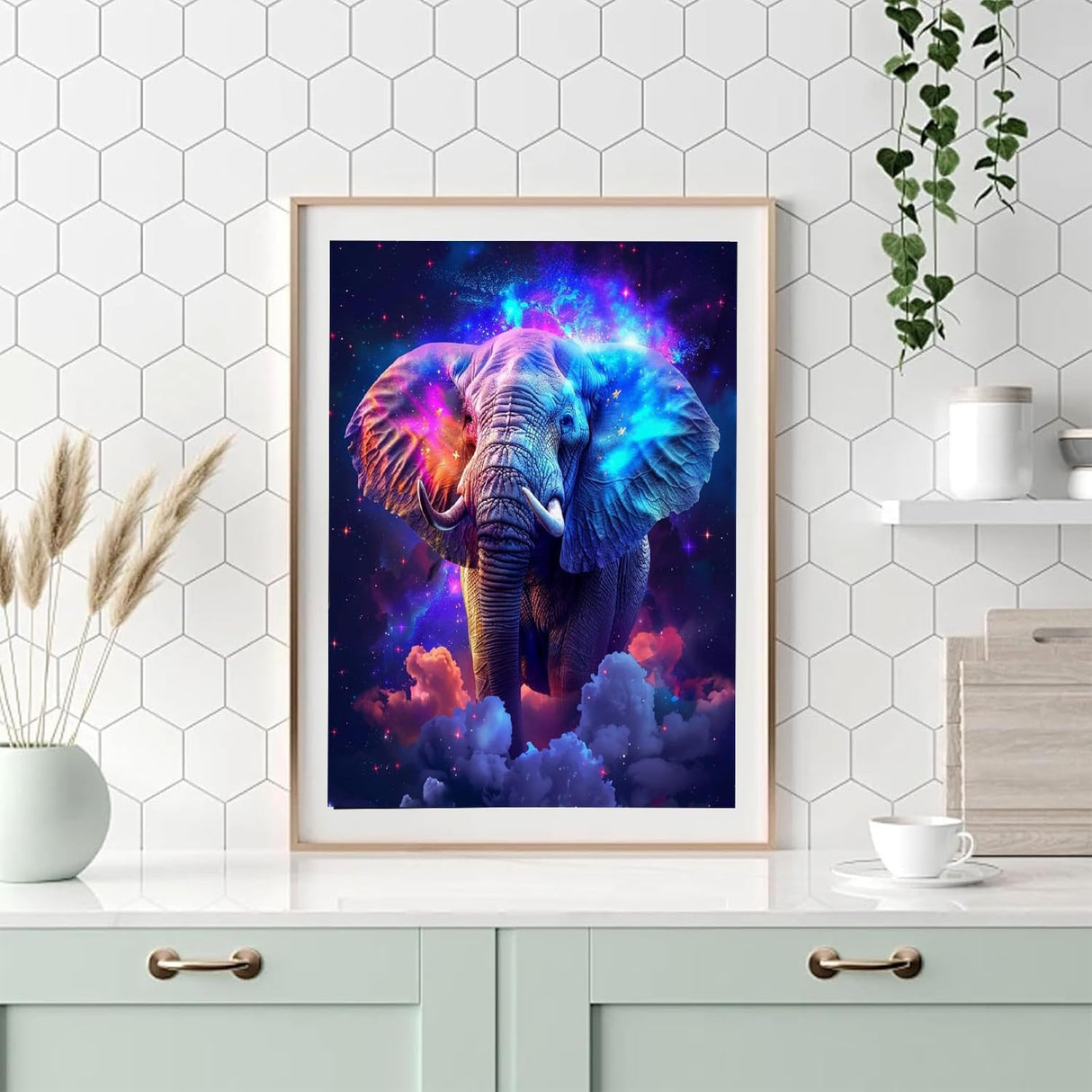 hyzsj Paint by Number for Adults Framed Canvas, DIY Elephant Arts and Crafts for Adults Beginner with Wooden Easel, Paint Brushes, Acrylic Paint Set for Home Wall Decor hyzsj