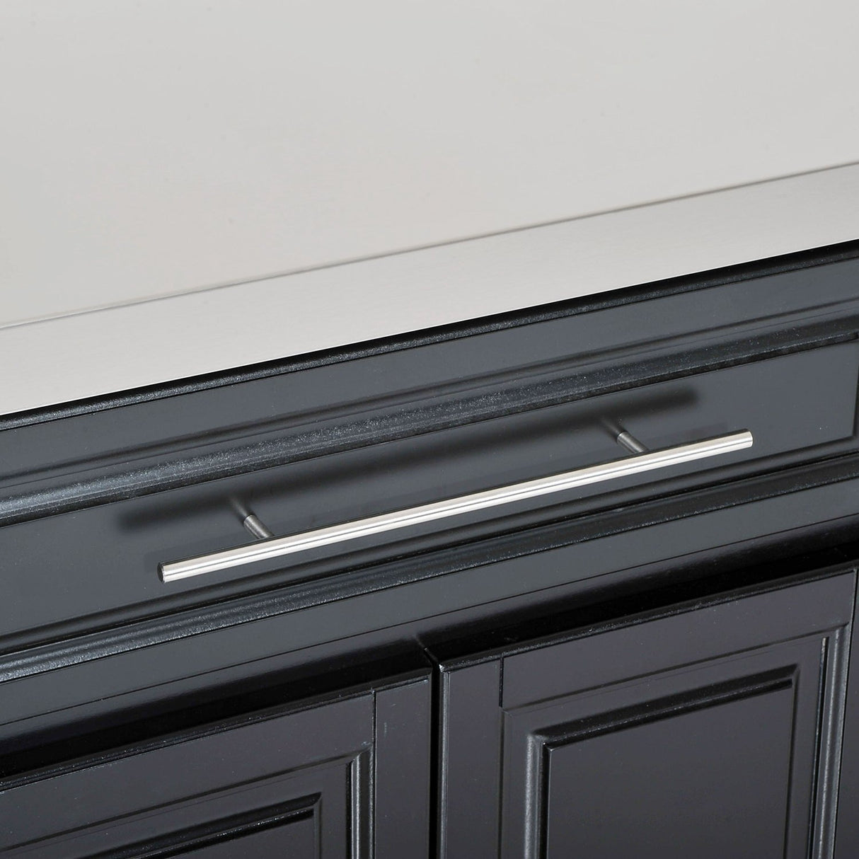 HOMCOM Rolling Kitchen Island with Storage, Portable Kitchen Cart with Stainless Steel Top, 2 Drawers, Spice, Knife and Towel Rack and Cabinets, Black HOMCOM