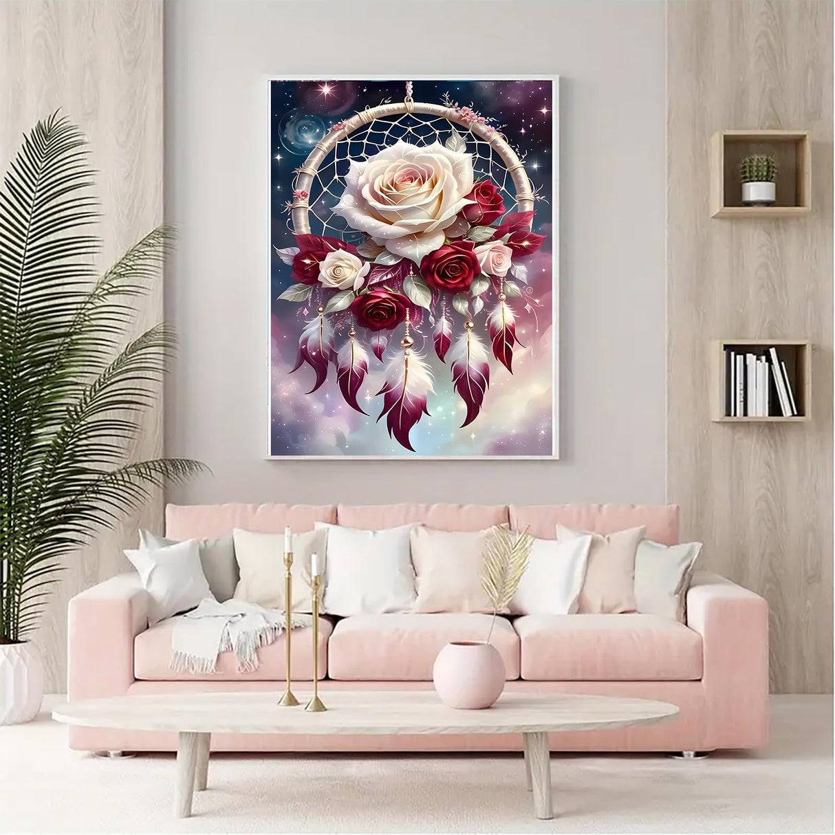 Skyboda Dreamcatcher Net Diamond Painting Kits for Adults, DIY Diamond Art Kits Full Round Drill Gem Art Diamond Crafts for Home Wall Art Decor 12×16inch Skyboda