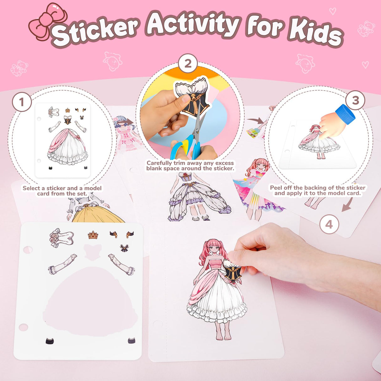 4 in 1 Paper Craft Kits for Girls,Princess Dress-up Activity Book with Water Painting,Poking Art,Sticker,Paper Cutting Craft,Arts and DIY Crafts Kit Gifts Toys for Kids Ages 4 5 6 7 8+ Years Old homicozy