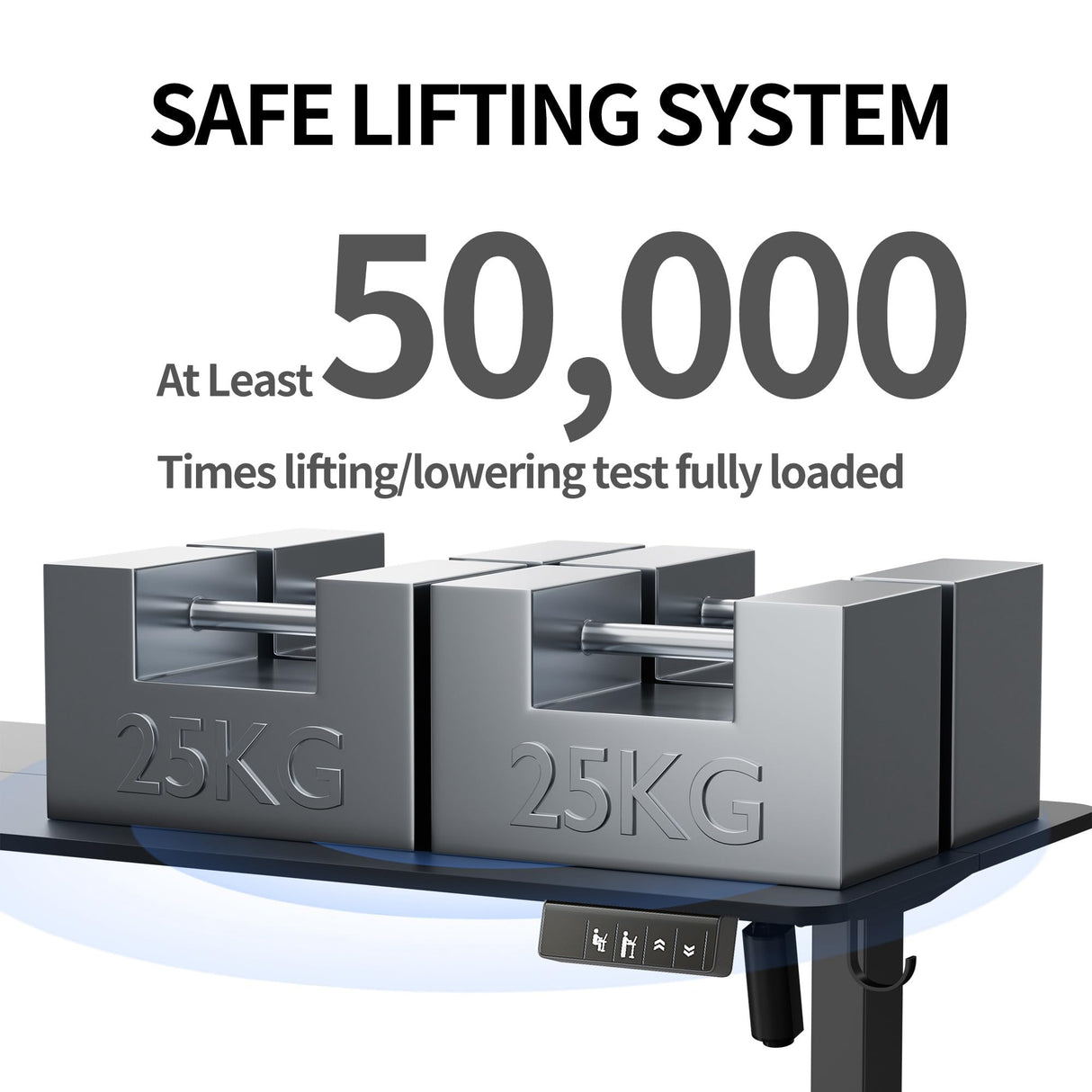 TIQLAB Standing Desk, 47 x 24 inch, Electric Height Adjustable, Black Frame/Black Top, 20001 TIQLAB