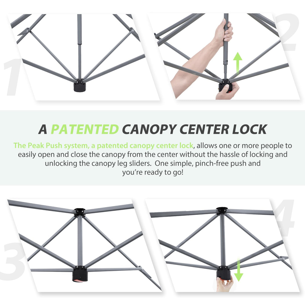 EAGLE PEAK 13x13 Straight Leg Pop Up Canopy Tent Instant Outdoor Canopy Easy Single Person Set up Folding Shelter w/Auto Extending Eaves 169 Square Feet of Shade (Gray) EAGLE PEAK