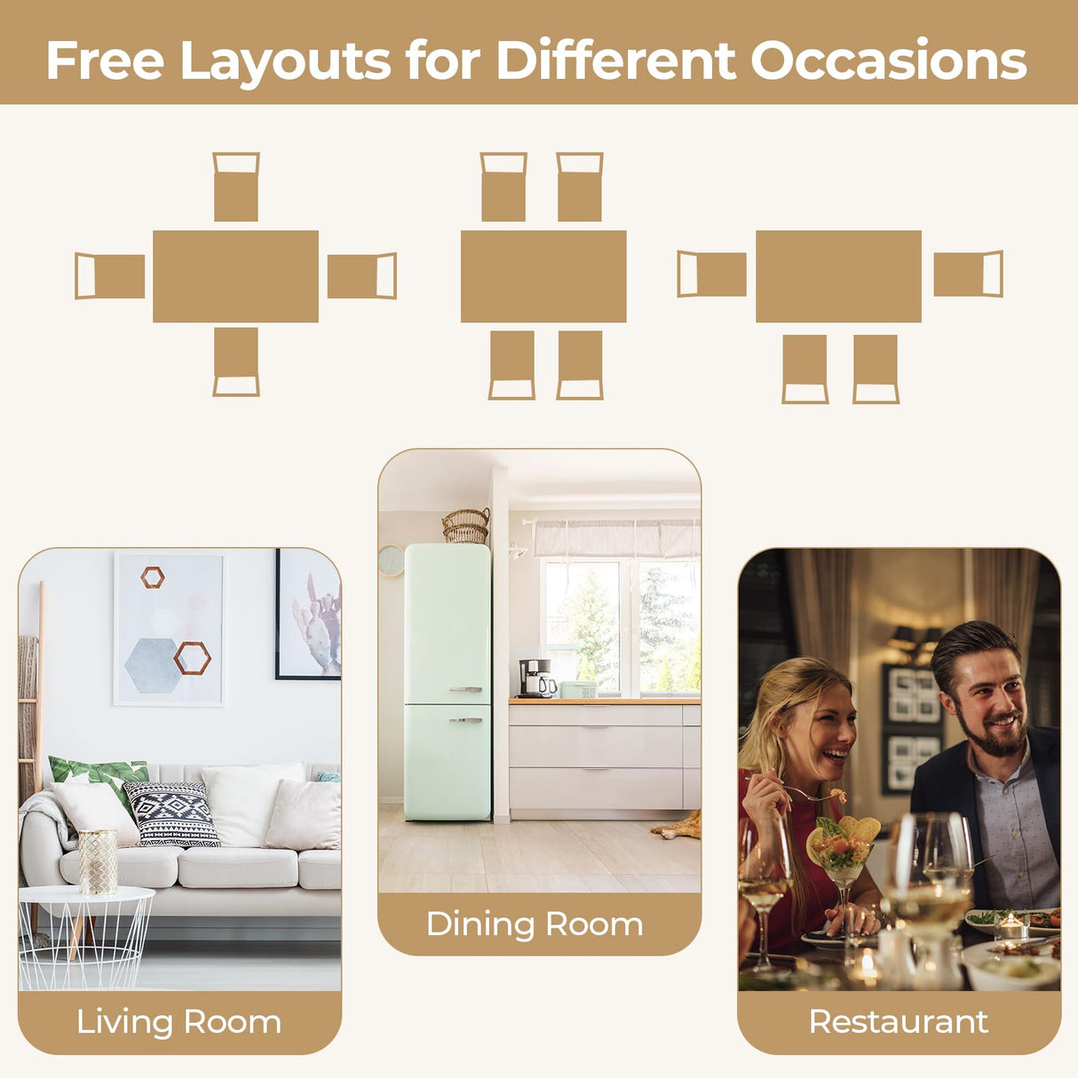 Tangkula Dining Table Set for 4, Solid Wood, Farmhouse Dinette Set w/Rubber Wood Legs, Modern Dining Table and Chairs Set for Kitchen, Dining Room (Natural+White) Tangkula