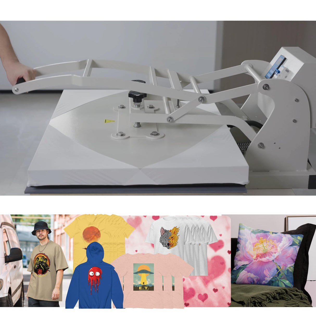 ZJBFXY88 24x32 Large Format Manual Heat Press Machine, Single Platen, Double Pressure Rods, 110V, 4500W (No Plug) (Grey, 24 x 32'' (60 x 80cm)) ZJBFXY88