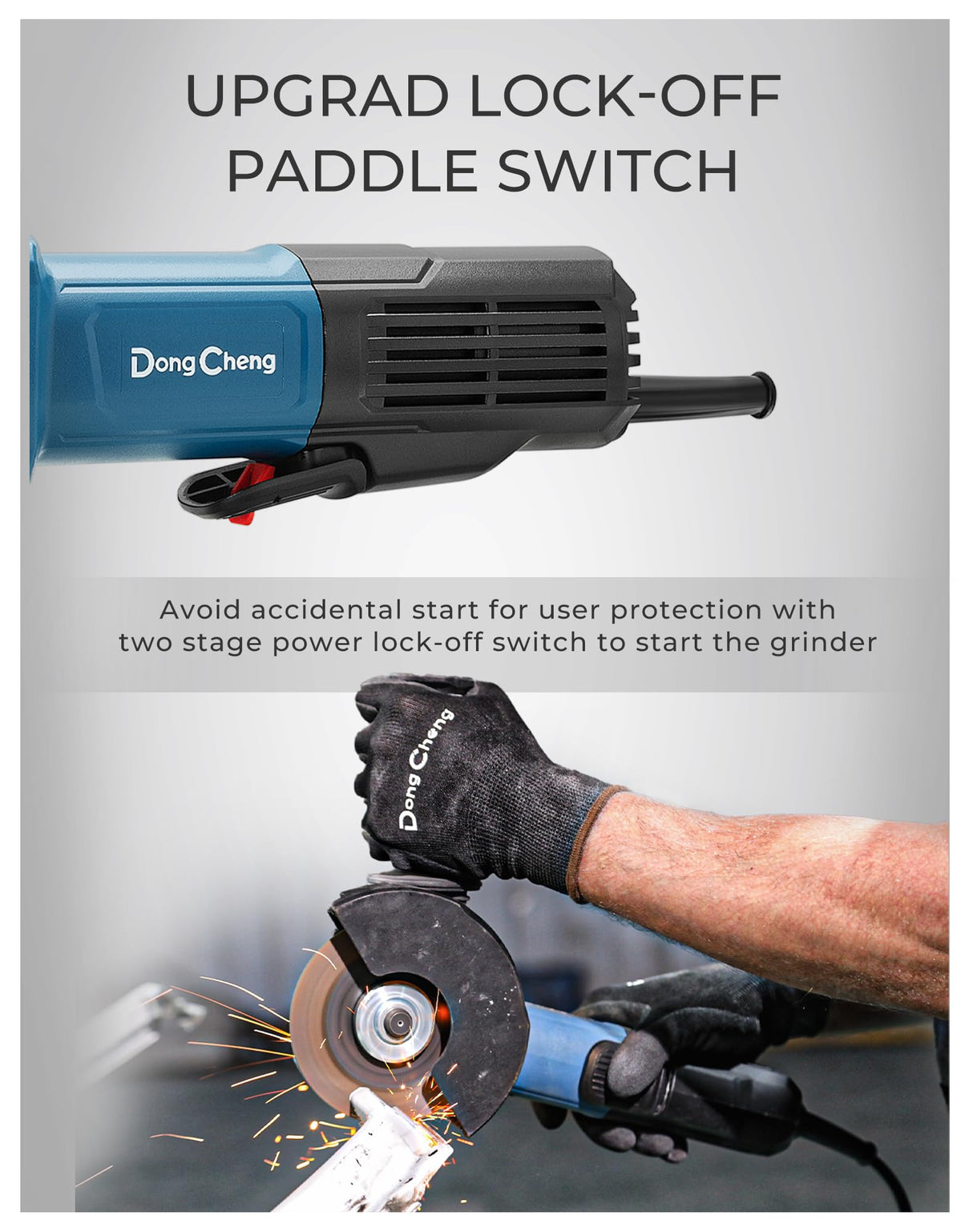 DongCheng 9.2 Amp Power Angle Grinders, 4-1/2 in., 11800RPM, Tool-Free Guard, Electric Metal Grinder Tool, Small Corded Angle Grinder, Paddle Switch, Shockproof Handle for Cutting, Grinding, Polishing Dong Cheng