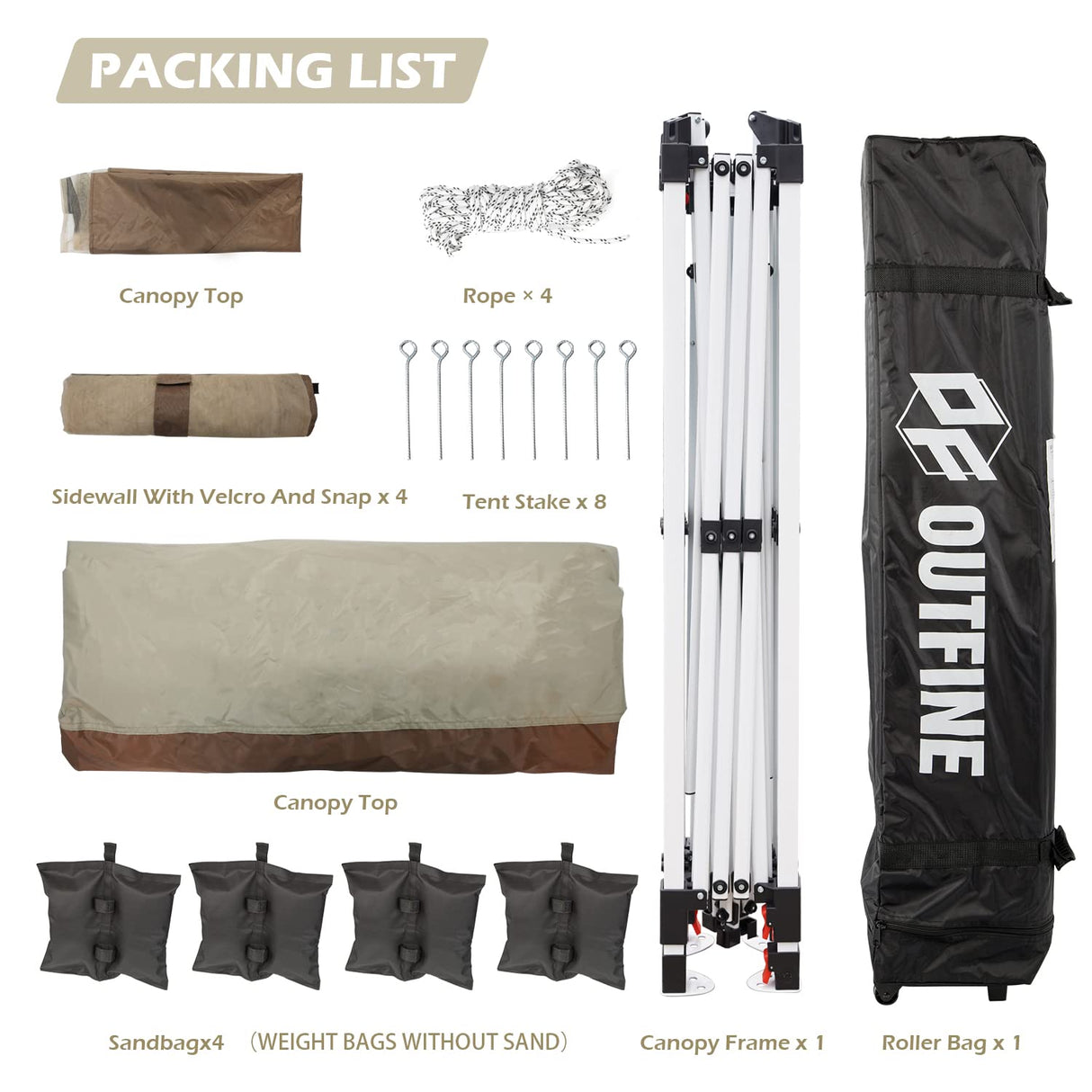 OUTFINE 12'x12' Gazebo Outdoor Pop up Canopy Tent with Curtains and Shelter for Patio, Party & Backyard (Khaki) OUTFINE