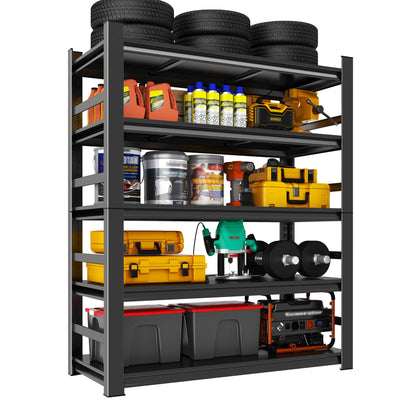 ErgoNova 72" H Metal Garage Shelving Unit, 5-Tier Adjustable Garage Storage Shelves Heavy Duty,3000 LBS Metal Utility Rack Shelf for Industries, Warehouses, Basement,Black (72'H x 36''W x 16.1''D)