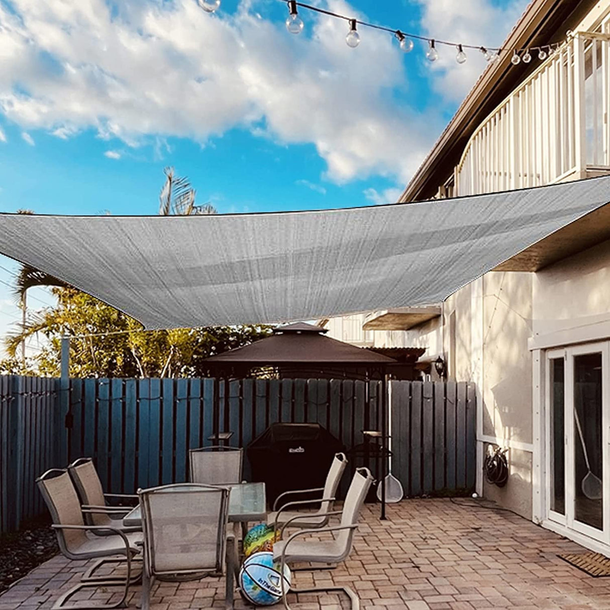 AwnPro Rectangle Shade Sail 14' x 18' Canopy to Block Sunlight for Outdoor Patio Garden Patio Deck Pergola (Light Gray) AwnPro