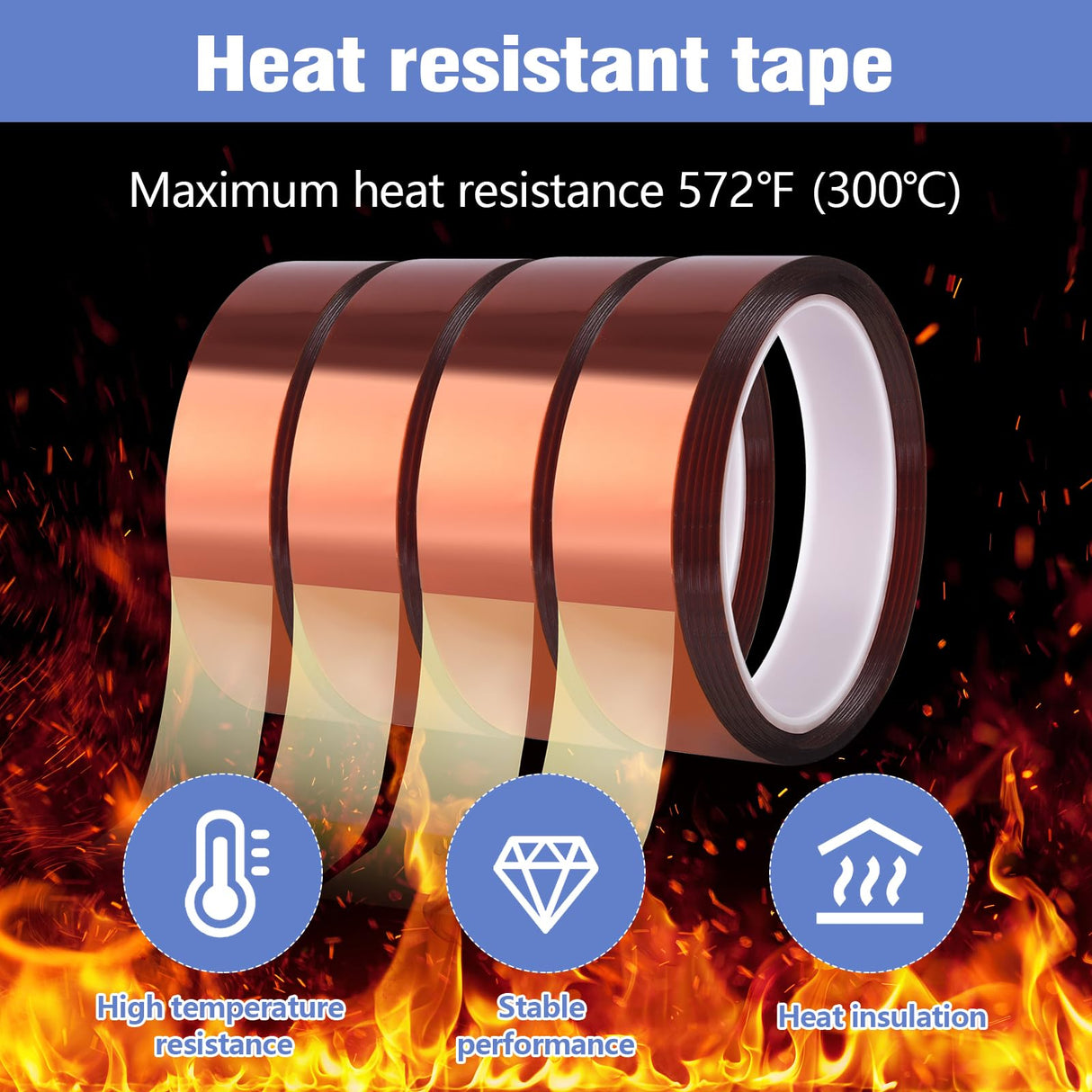 Fyguard 4 Rolls 20mm×25m (82Ft) Sublimation Tape Heat Tape Transfer Tape High Temperature Heat Resistant Tape, Heat Tape for Sublimation Heat Press Electronic Soldering Masking, No Residue Fyguard