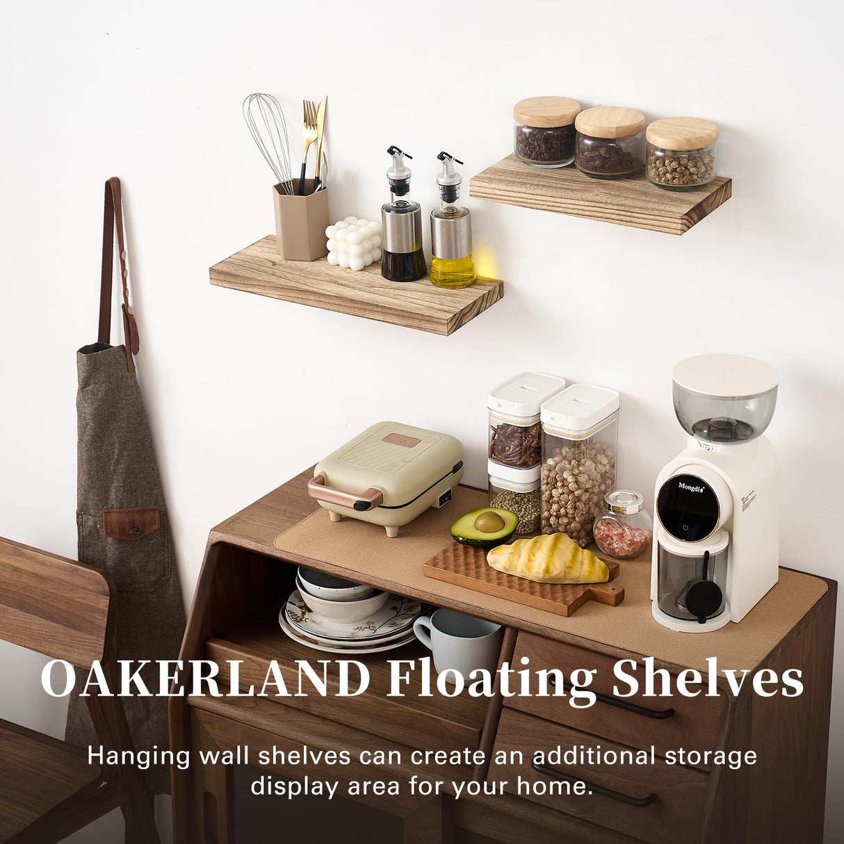 OAKERLAND Floating Shelves for Wall Set of 2, 12 inch Rustic Paulownia Wood Wall Shelves for Bathroom, Living Room, Bedroom and Kitchen, Picture Ledge for Storage,Books,Room Decor, 6x12 inch OAKERLAND