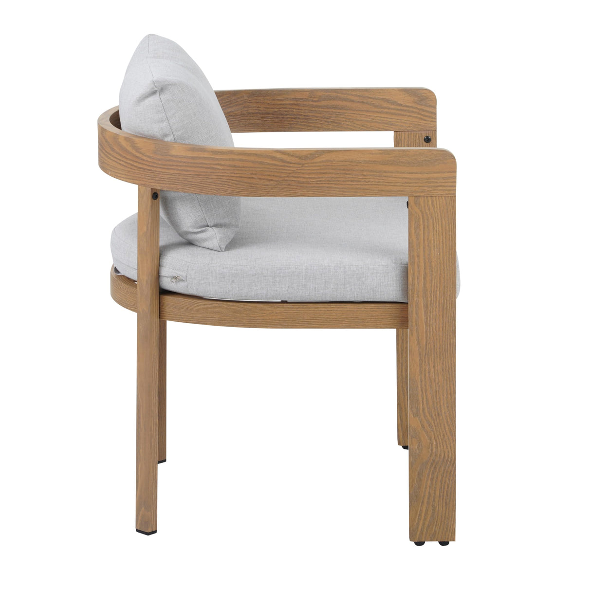 Christopher Knight Home Aluminum Dining Chair Set of 2, Armchairs with Cushions, Barrel Accent Chair, Wood-Like Finish, Comfy Seating Kitchen Side Chair Set for Balcony, Backyard, Garden, Teak Christopher Knight Home