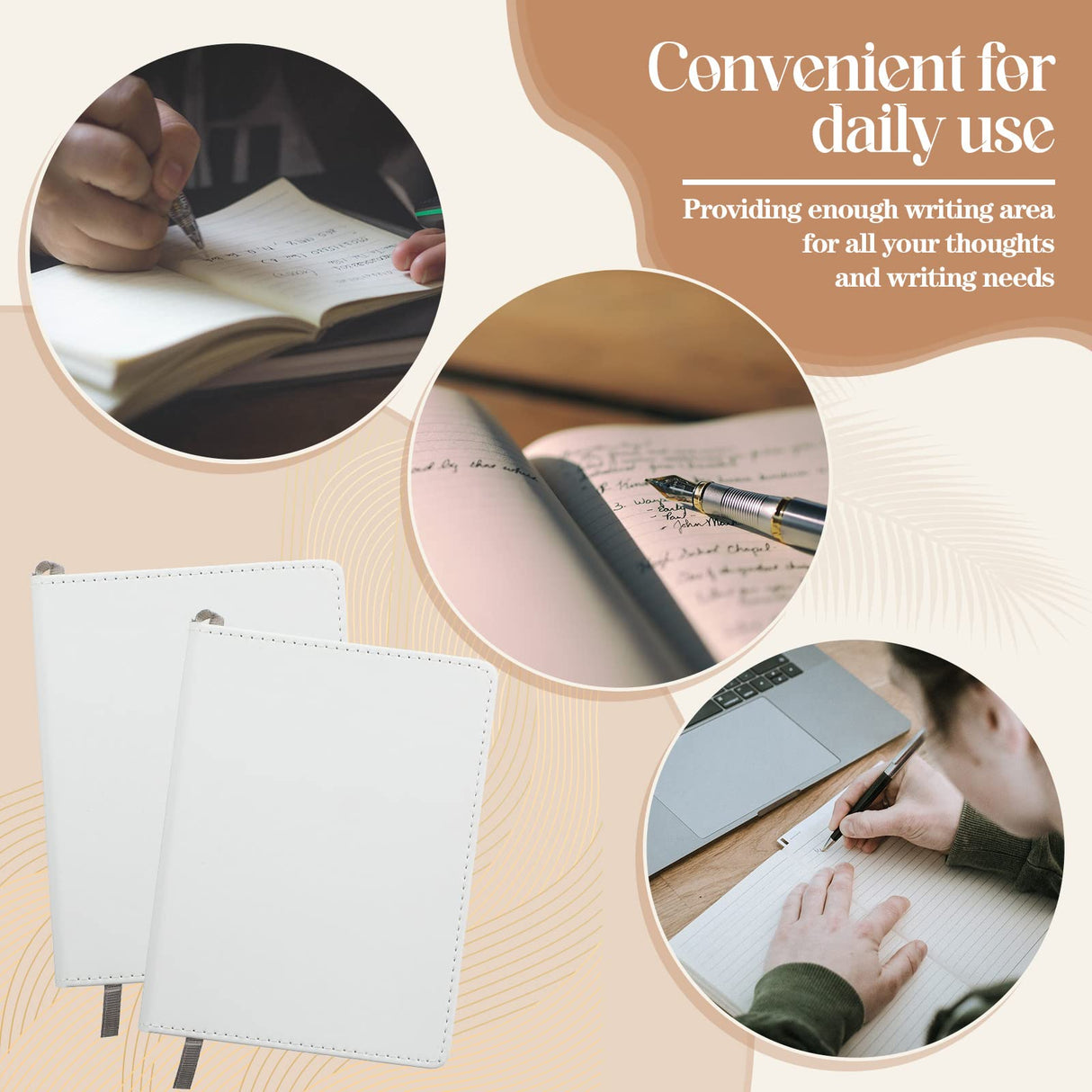 Zonon 4 Pcs Sublimation Journal Blank Notebooks A6 A5 A4 190 Pages Thick Faux Leather Notebooks Sublimation Notebooks Leather Sublimation Journal for School Office Supplies (5.7 x 4.3 Inch, A6) Zonon