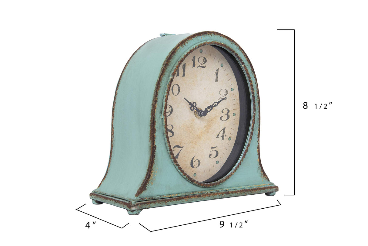 Creative Co-Op Metal Mantel Clock with Aqua Finish Creative Co-Op