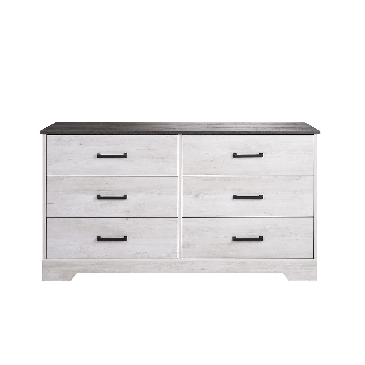 Prepac Rustic Ridge Farmhouse 6-Drawer Chest of Drawers for Bedroom, Wooden Bedroom Drawer Dresser with 6 Storage Drawers, 18.25in x 53.25in x 28.5in, Washed White, ADBR-1606-1 Prepac