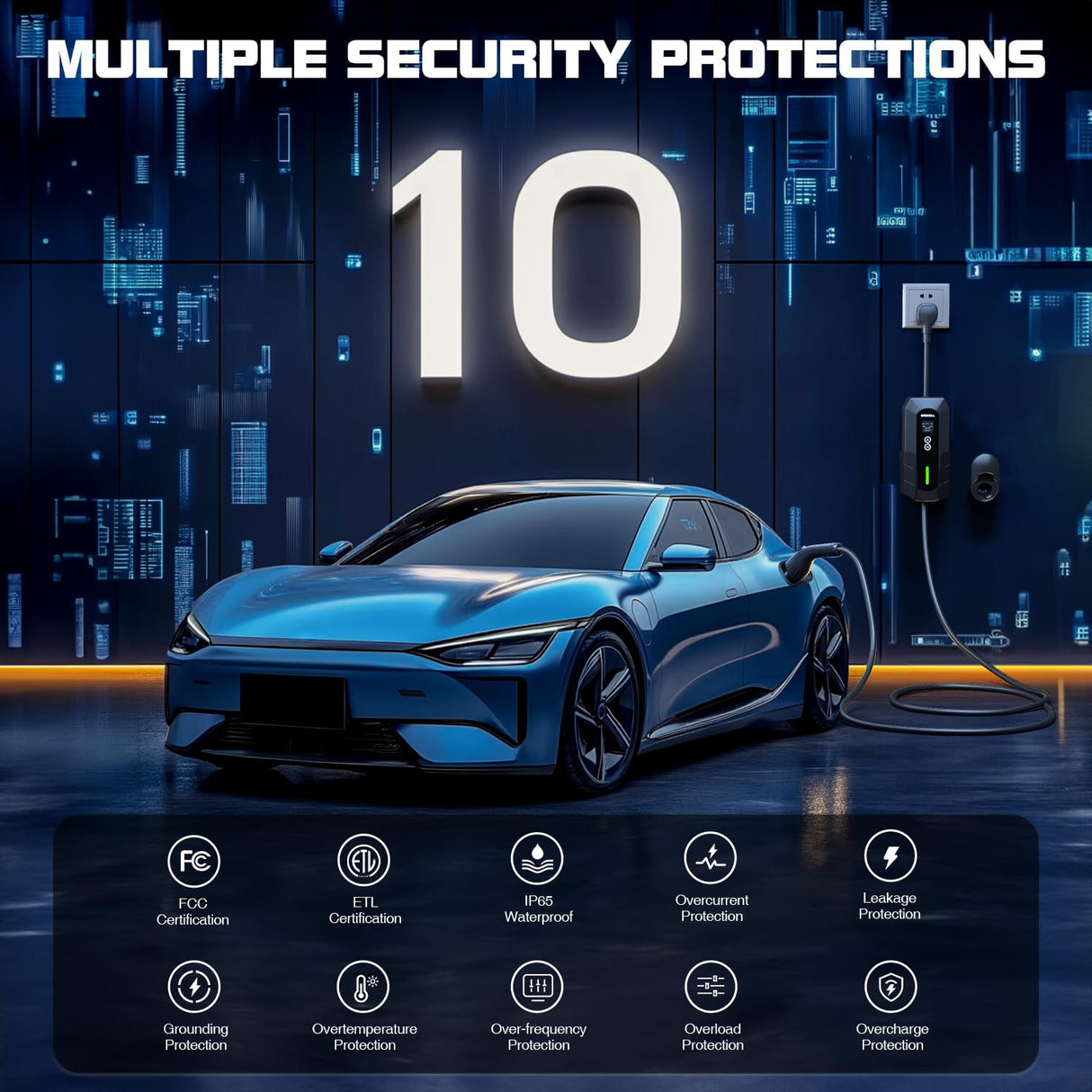 Portable EV Charger Level 2, ETL Certified 32A 240V NEMA 14-50 Electric Vehicle Charger, 7.4KW Level 2 Car Charger for J1772 with 25FT Adjustable Current and Reserve Charging Time for Home & Travel GRECELL