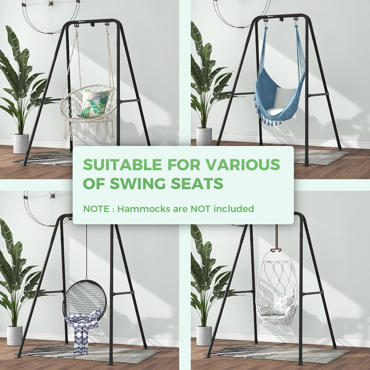 G TALECO GEAR Hammock Chair Stand,Heavy-Duty Steel Hammock Stand,300LBS Multi-Use Swing Stand for Outdoor Indoor,Hammock Chair not Include (black) G TALECO GEAR