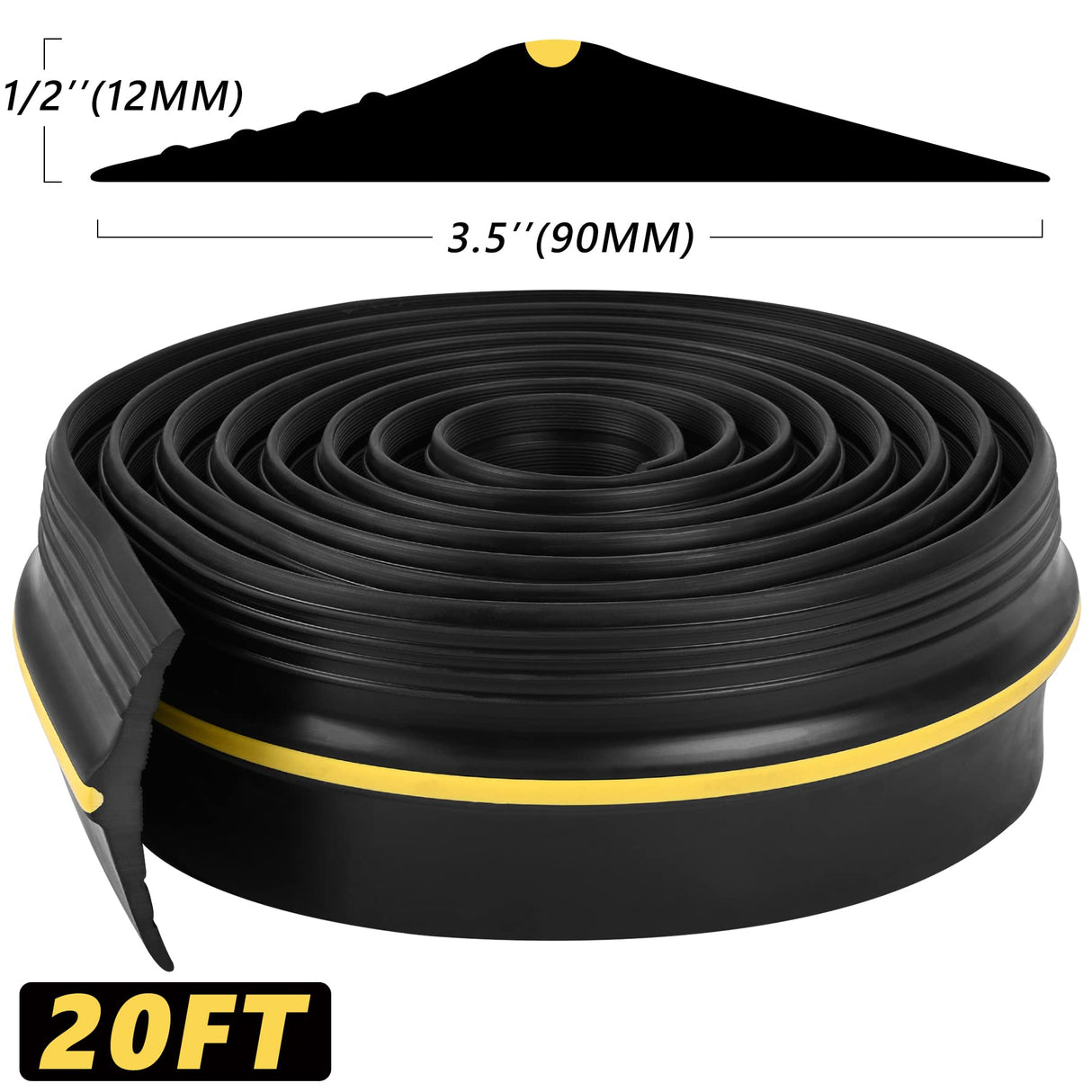 MYFAMIREA 20FT Garage Door Bottom Threshold Seal Strip with 300ml Black Adhesives/Sealants, Universal Rubber DIY Bottom Floor Threshold Seal, Weatherproofing Weather Stripping Replacement MYFAMIREA