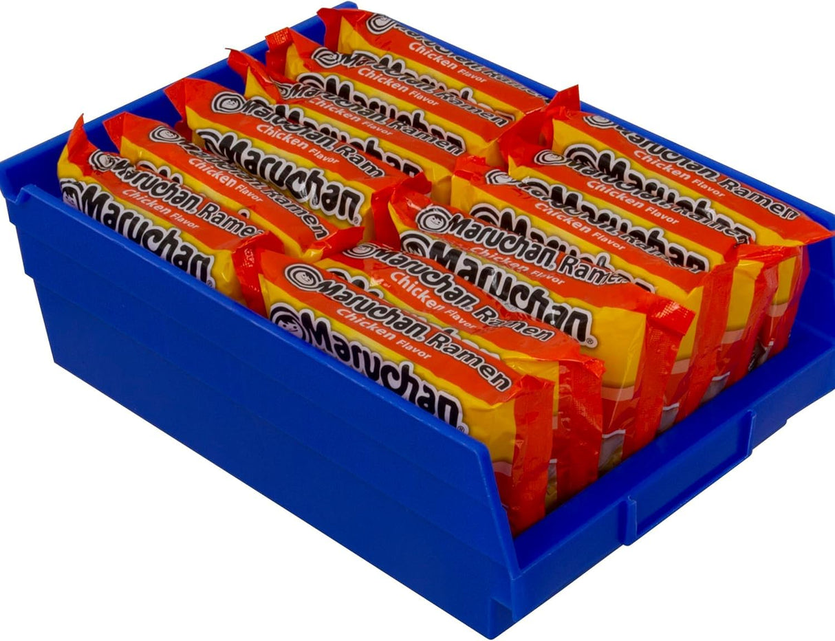 Akro-Mils 30150 Plastic Shelf Bins, Heavy Duty Storage Bins for Garage, Closet, and Drawer Organization, 12-Inch x 6-1/2-Inch x 4-Inch, Blue, 12-Pack Akro-Mils